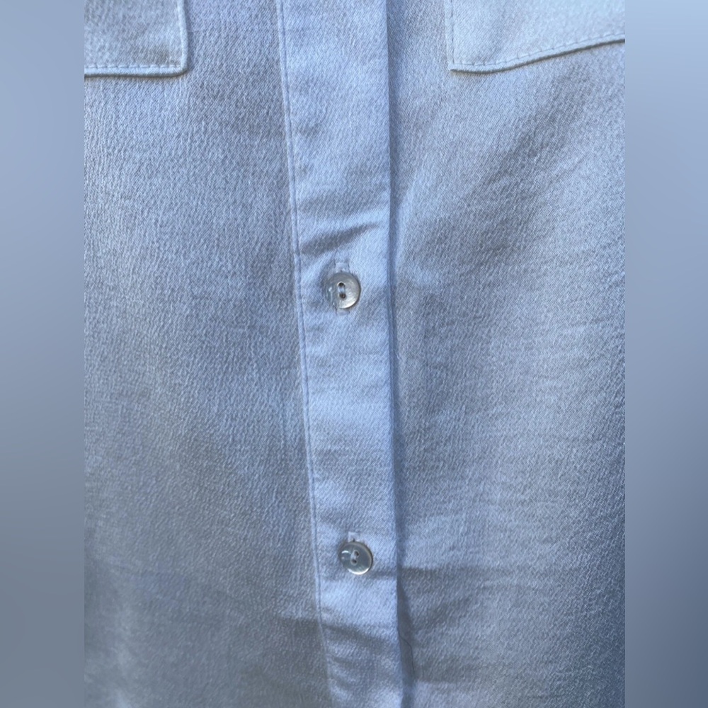 Zara Basic Ecru Block Pocket Button Down Long Sle… - image 3